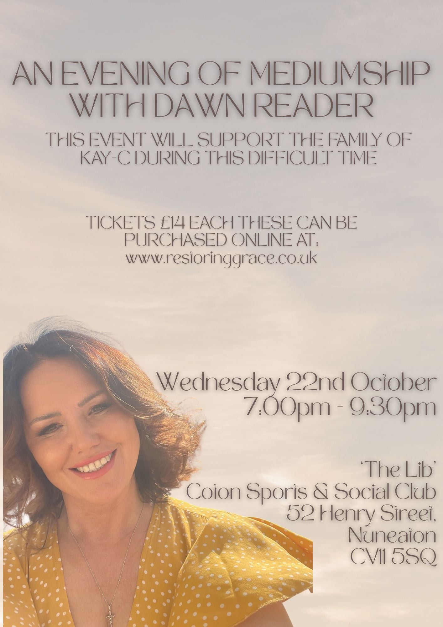 An Evening of Mediumship with Dawn Reader - Wednesday 22nd October @ 7pm