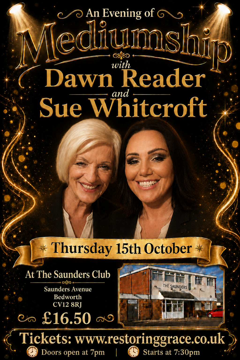 An Evening of Mediumship with International mediums Dawn Reader & Sue Whitcroft - Thursday 15th October @ 7pm