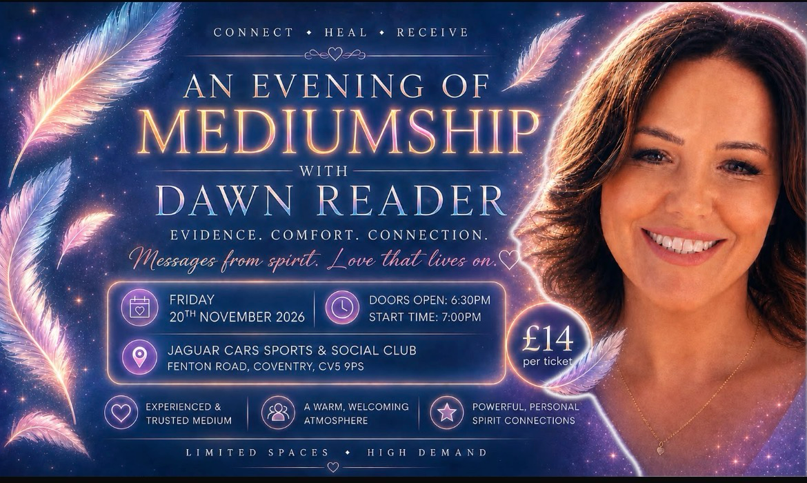 Friday 20th November - An evening of Mediumship with international medium Dawn Reader
